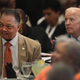 Former Vice President Joe Biden sits with the Rev. Jesse Jackson at Jackson’s Rainbow PUSH Coalition annual convention in Chicago, June 28, 2019, one day after Biden took a big hit on racial issues during the second night of the Democratic presidential primary debates.